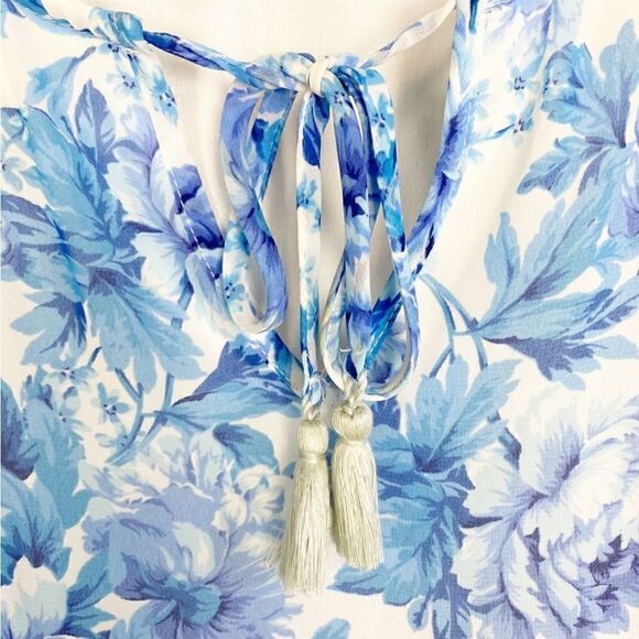 Show Me Your Mumu blue & white floral TOP tunic blouse size SMALL - Picture 6 of 9